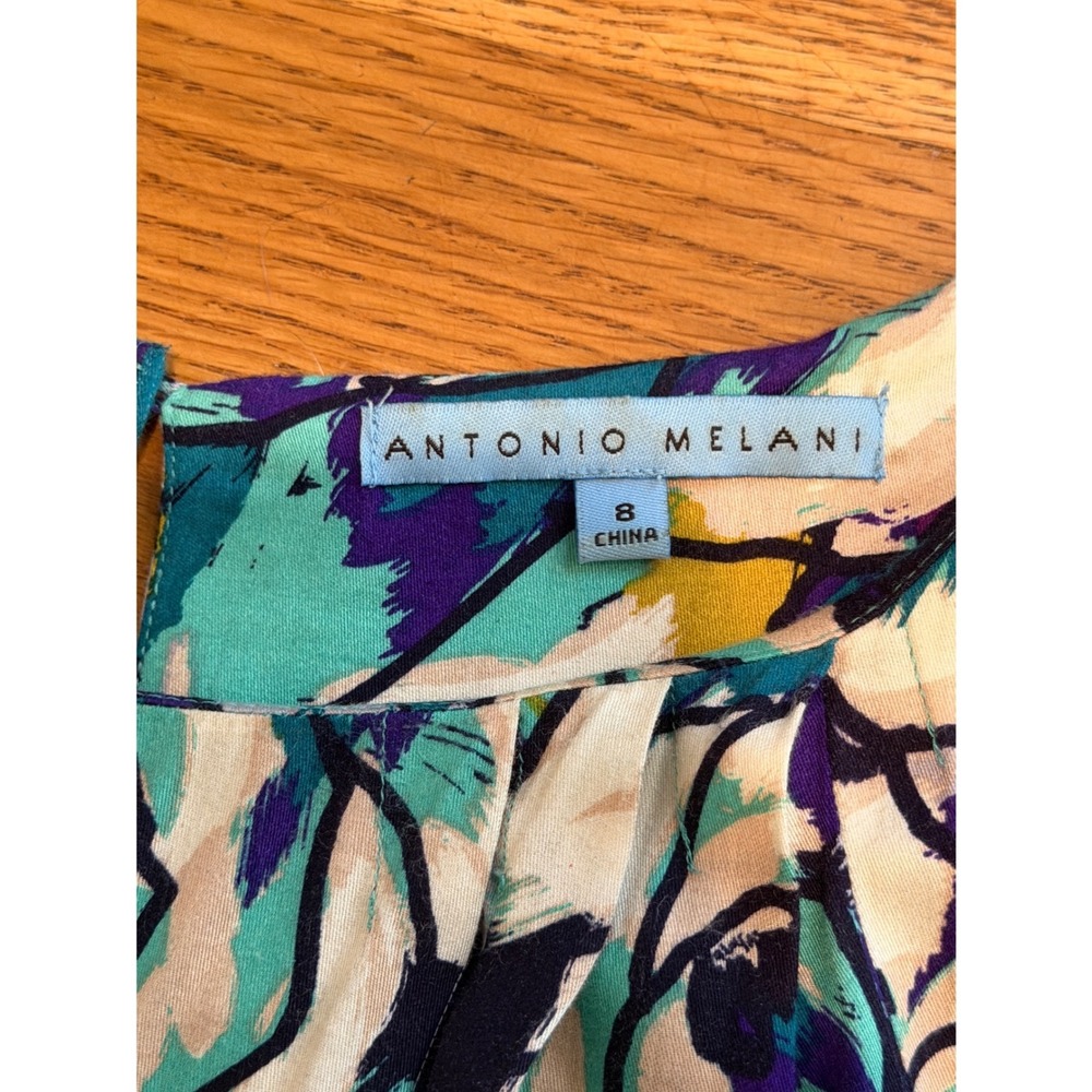 Antonio Melani Floral Rayon Shift Dress Purple Teal Size 8 - Picture 7 of 10